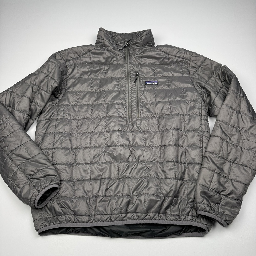 Patagonia Nano Puff Pullover Jacket Mens Large Gray 1/2 Zip Insulated Primaloft